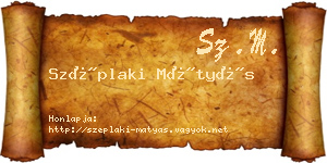 Széplaki Mátyás névjegykártya