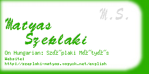 matyas szeplaki business card